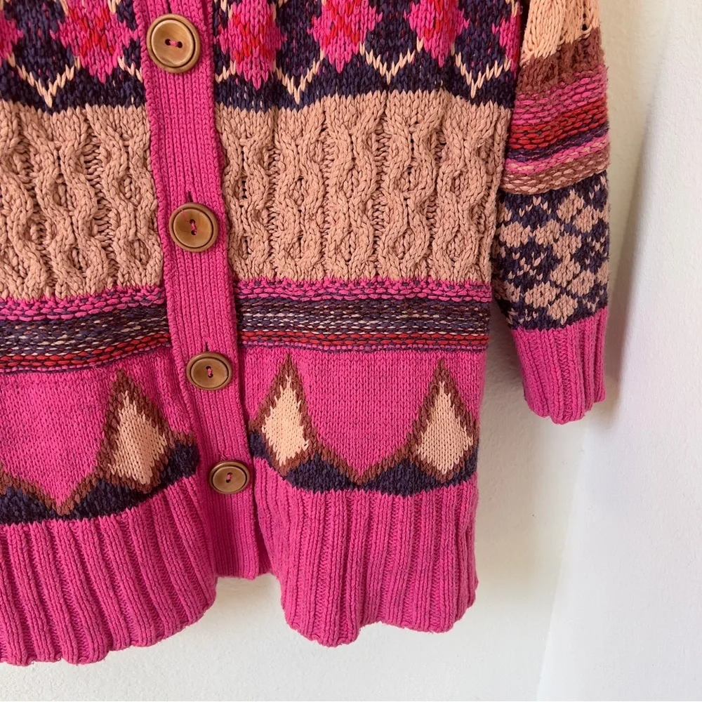 Free People Argyle Smile Cardigan in Pink